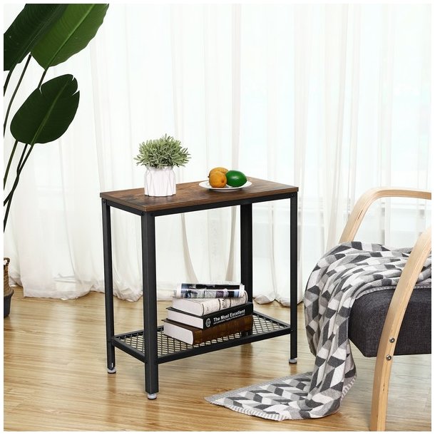 Sidebord - firkantet i industrielt design - rustik brun 60x30x60