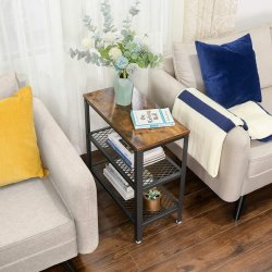 Sidebord - firkantet i industrielt design - rustik brun 60x30x60