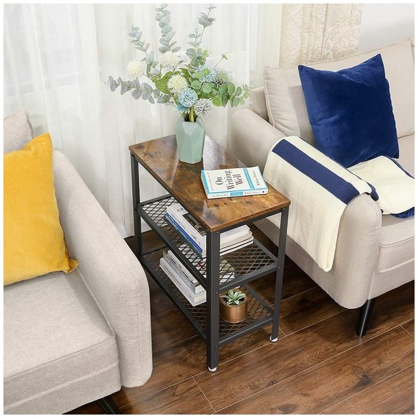 Sidebord - firkantet i industrielt design - rustik brun 60x30x60