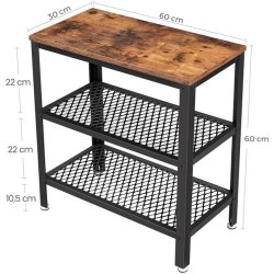 Sidebord - firkantet i industrielt design - rustik brun 60x30x60