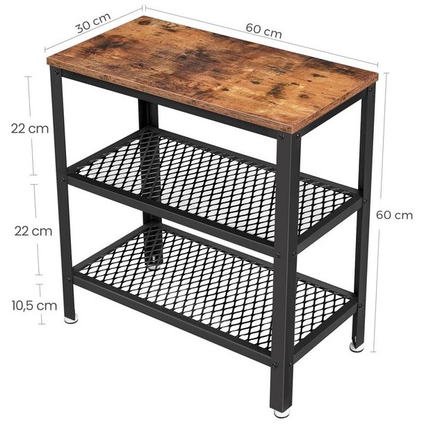 Sidebord - firkantet i industrielt design - rustik brun 60x30x60