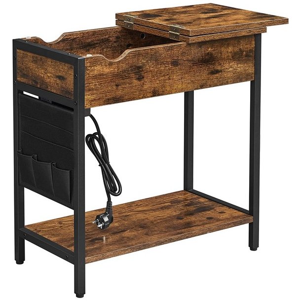 Sengebord - natbord med str�mstik - rustik brun sidebord