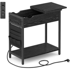 Sengebord - natbord med str�mstik - sort sidebord
