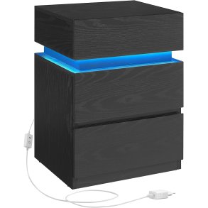 Sengebord med LED-lys - sidebord - hj�rnebord - sort 35x40x55