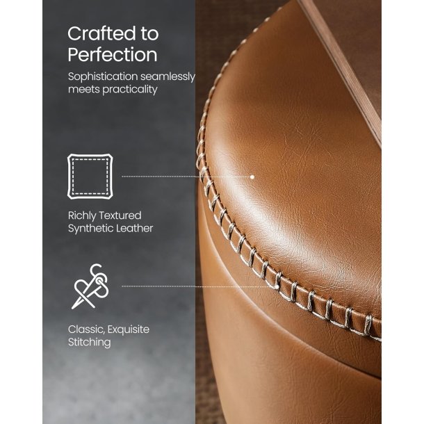 Sidebord med opbevaring - rundt sengebord - brun s�de �32