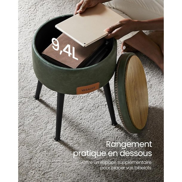 Sidebord med opbevaring - rundt sengebord - gr�n s�de �32