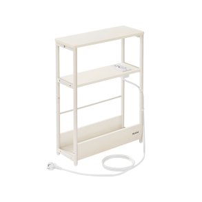 Sidebord med str�mstik - smal slank sengebord - creme hvid