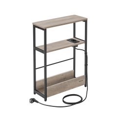 Sidebord med str�mstik - smal slank sengebord - gr� beige