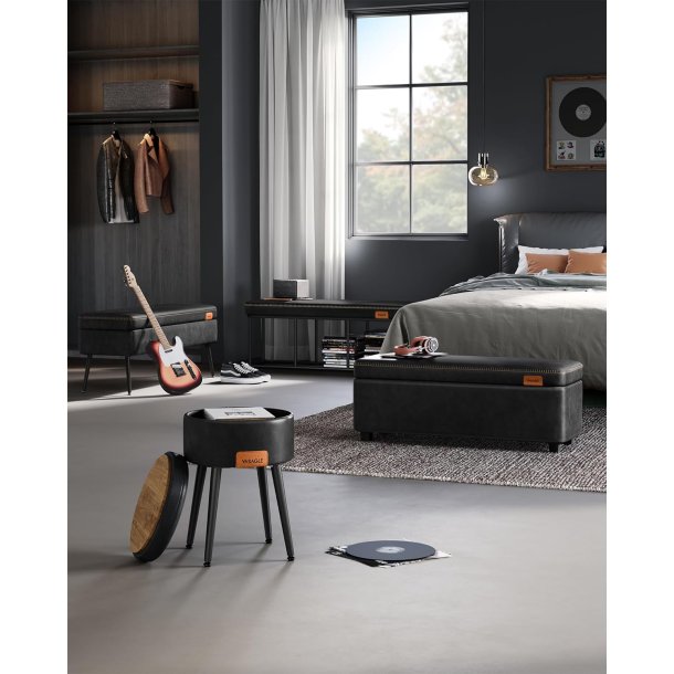 Opbevaringsb�nk - siddeb�nk - sort kunstl�der 40 x 120 x 45