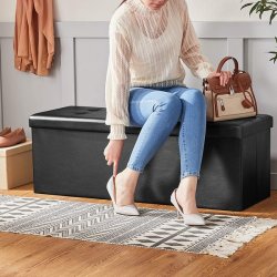 Entreb�nk - skammel med kiste 110 x 38 x 38 - sort kunstl�der