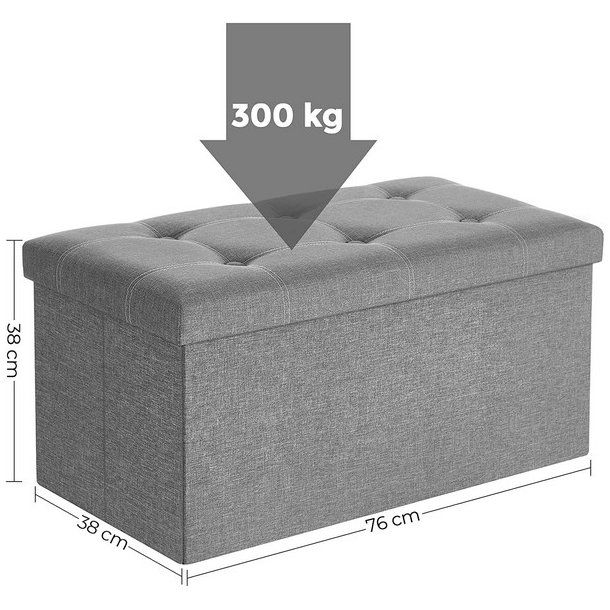 B�nk med kiste - siddeb�nk med opbevaring 76 x 38 x 38 - lysegr�