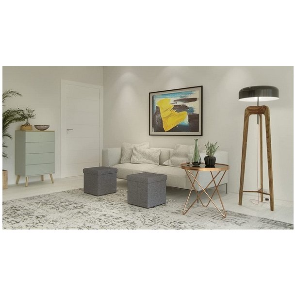 Puf med kiste - skammel med opbevaring 38 x 38 x 38 - m�rkegr�