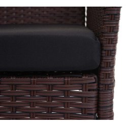 Havebnk - brun polyrattan havebnk med sort hynde