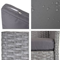 Havebnk - gr polyrattan havebnk med antracit hynde