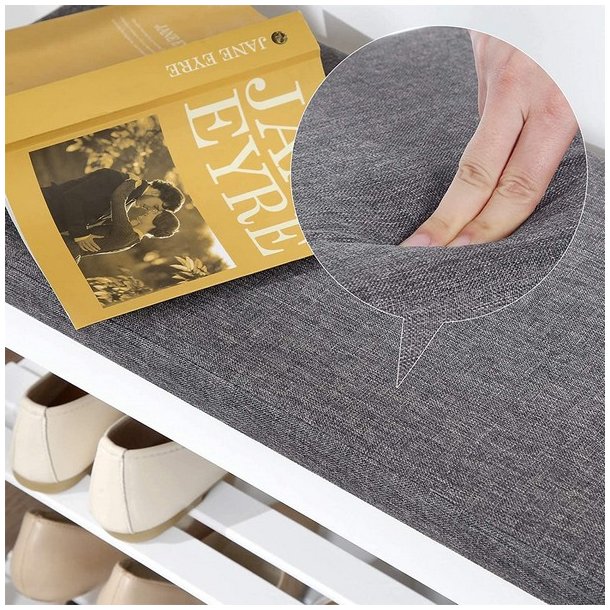 Siddeb�nk i bambus - skoreol og skostativ  - hvid 71 x 29 x 49