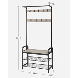Garderobestativ med knager�kker og 2 skohylder - gr� beige