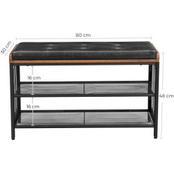 Skob�nk med 2 hylder - siddeb�nk med skohylder - rustik brun