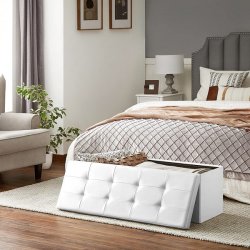 Entreb�nk - siddeb�nk med kiste 110 x 38 x 38 - hvid kunstl�der