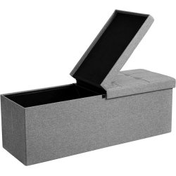 Entreb�nk - siddeb�nk med kiste 110 x 38 x 38 - lysegr� stof