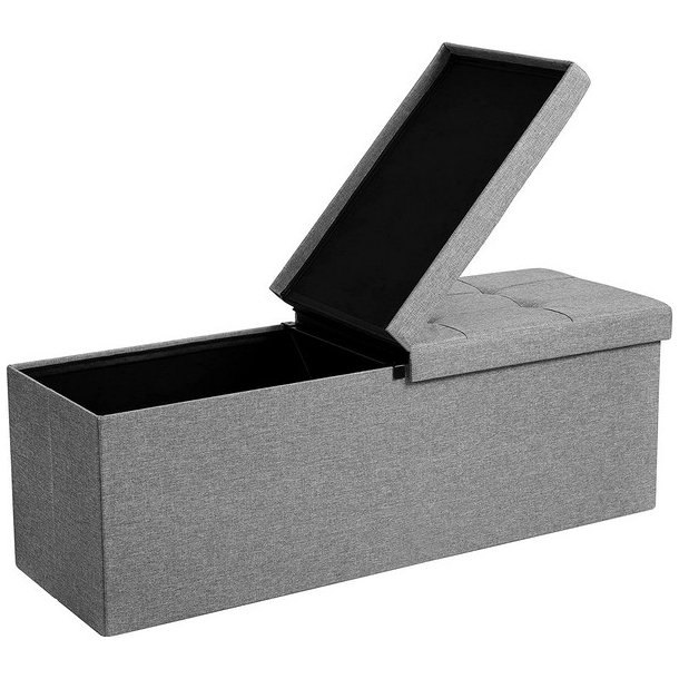 Entreb�nk - siddeb�nk med kiste 110 x 38 x 38 - lysegr� stof