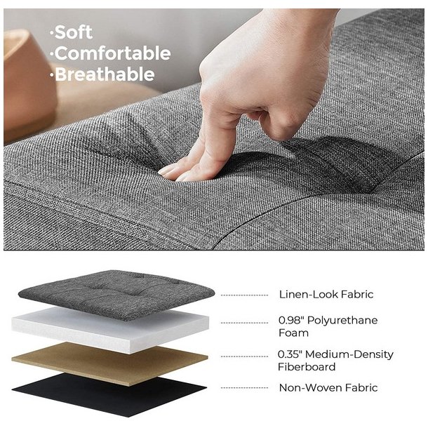 Entreb�nk - siddeb�nk med kiste 76 x 38 x 38 - m�rkegr� stof