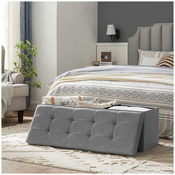 Bnk med kiste - siddebnk med opbevaring 110 x 38 x 38 - lysegr