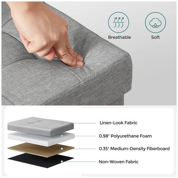 Bnk med kiste - siddebnk med opbevaring 110 x 38 x 38 - lysegr