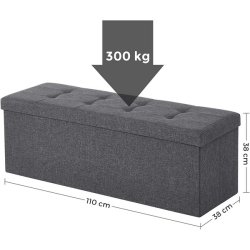 B�nk med kiste - siddeb�nk med opbevaring 110 x 38 x 38 - m�rkegr�