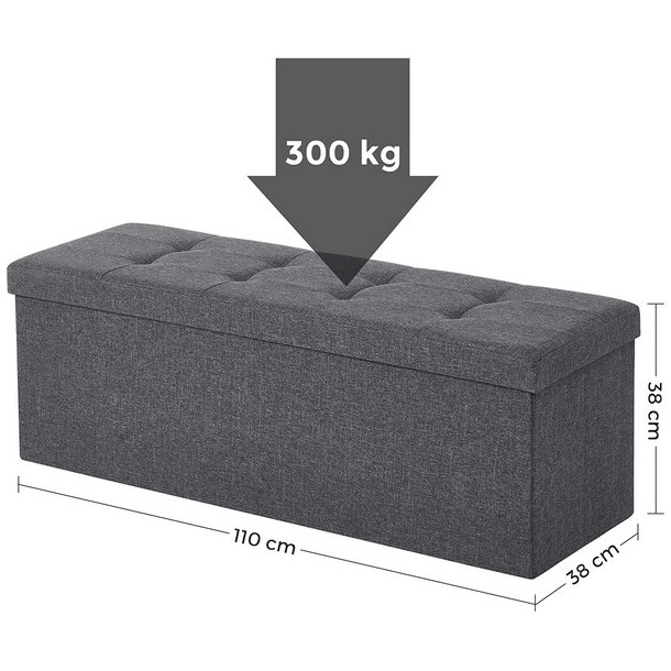 B�nk med kiste - siddeb�nk med opbevaring 110 x 38 x 38 - m�rkegr�