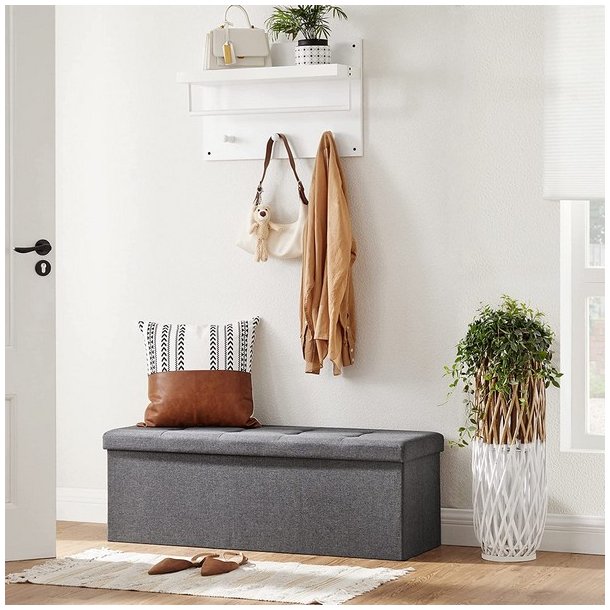 B�nk med kiste - siddeb�nk med opbevaring 110 x 38 x 38 - m�rkegr�