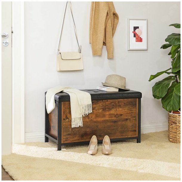 Siddeb�nk med opbevaringskiste - b�nk 80 x 40 x 50 - brun/sort