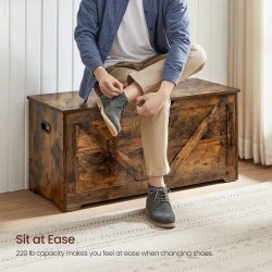 Siddeb�nk med opbevaringsrum - opbevaringsb�nk - rustik brun