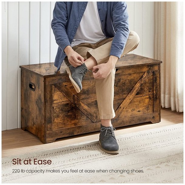 Siddeb�nk med opbevaringsrum - opbevaringsb�nk - rustik brun