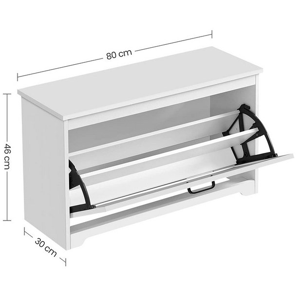 Skob�nk - siddeb�nk med skohylder - skoskab med b�nk - hvid