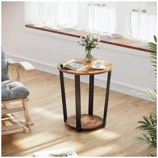 Sidebord - rundt i industrielt design - rustik brun � 50 x 57