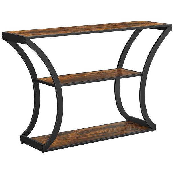 Konsolbord i industrielt design med buede ben - rustik brun