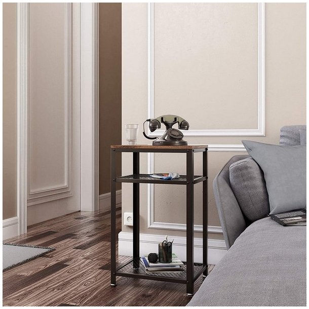 Sidebord - firkantet i industrielt design - rustik brun 45x35x75