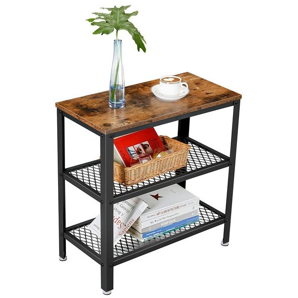 Sidebord - firkantet i industrielt design - rustik brun 60x30x60