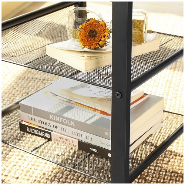 Sidebord - kvadratisk i industrielt design - rustik brun 40x40x55