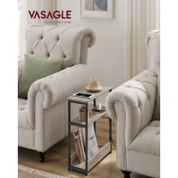 Sidebord med str�mstik - smal slank sengebord - gr� beige
