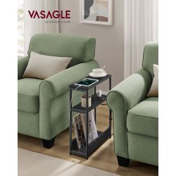 Sidebord med str�mstik - smal slank sengebord - sort