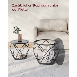 Sofabordss�t - 2 sideborde - runde sofaborde - sorte glasbord