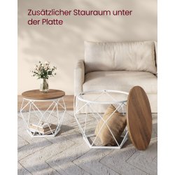 Sofabordss�t - 2 sideborde - runde sofaborde - rustik brun