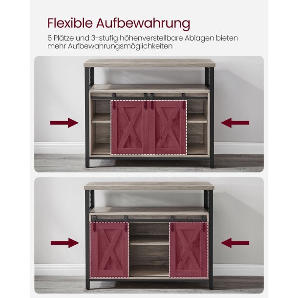 Sk�nk med skabe og skydel�ger - greige sk�nk 100 x 33 x 80