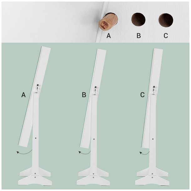 Smykkeskab - spejlskab med rum til makeup og smykker - hvid