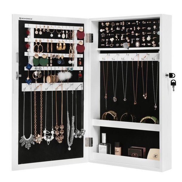 V�gh�ngt smykkeskab, skab med spejl, spejlskab til smykker