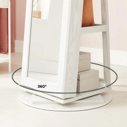 Smykkeskab, drejeligt skab med spejl, spejlskab til smykker