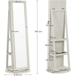 Smykkeskab, drejeligt skab med spejl, spejlskab til smykker