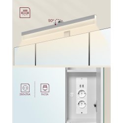 Badev�relsesskab - overskab - spejlskab med str�mstik - hvid