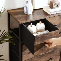 Kommode med 5 stofskuffer i industrielt design - rustik brun